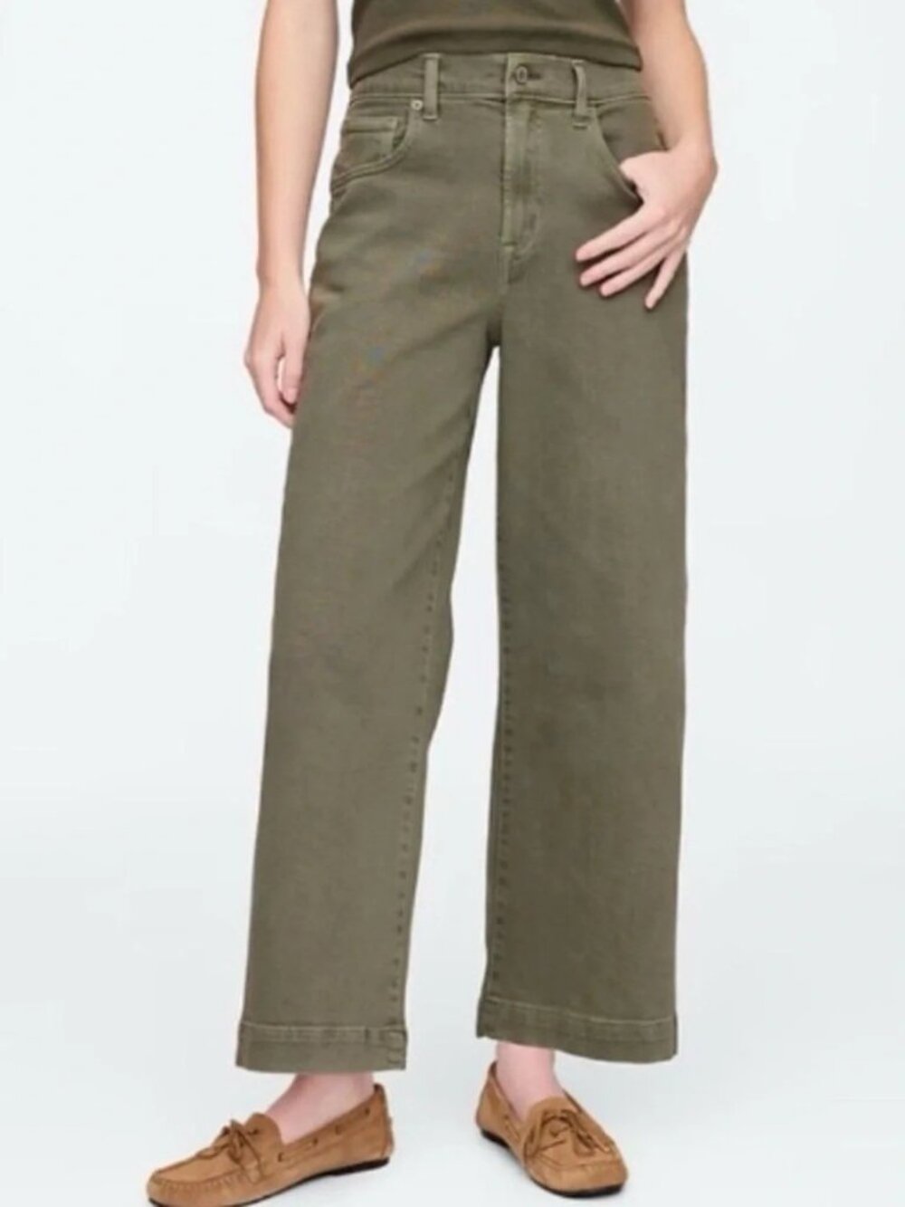 GAP 10/30R Green High Rise Wide Leg Cropped Pants NEW